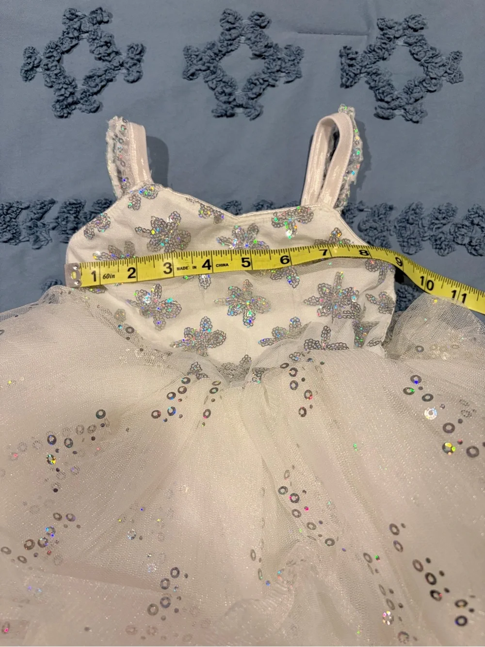 White Silver Sequin Tutu Dance Costume Child Small